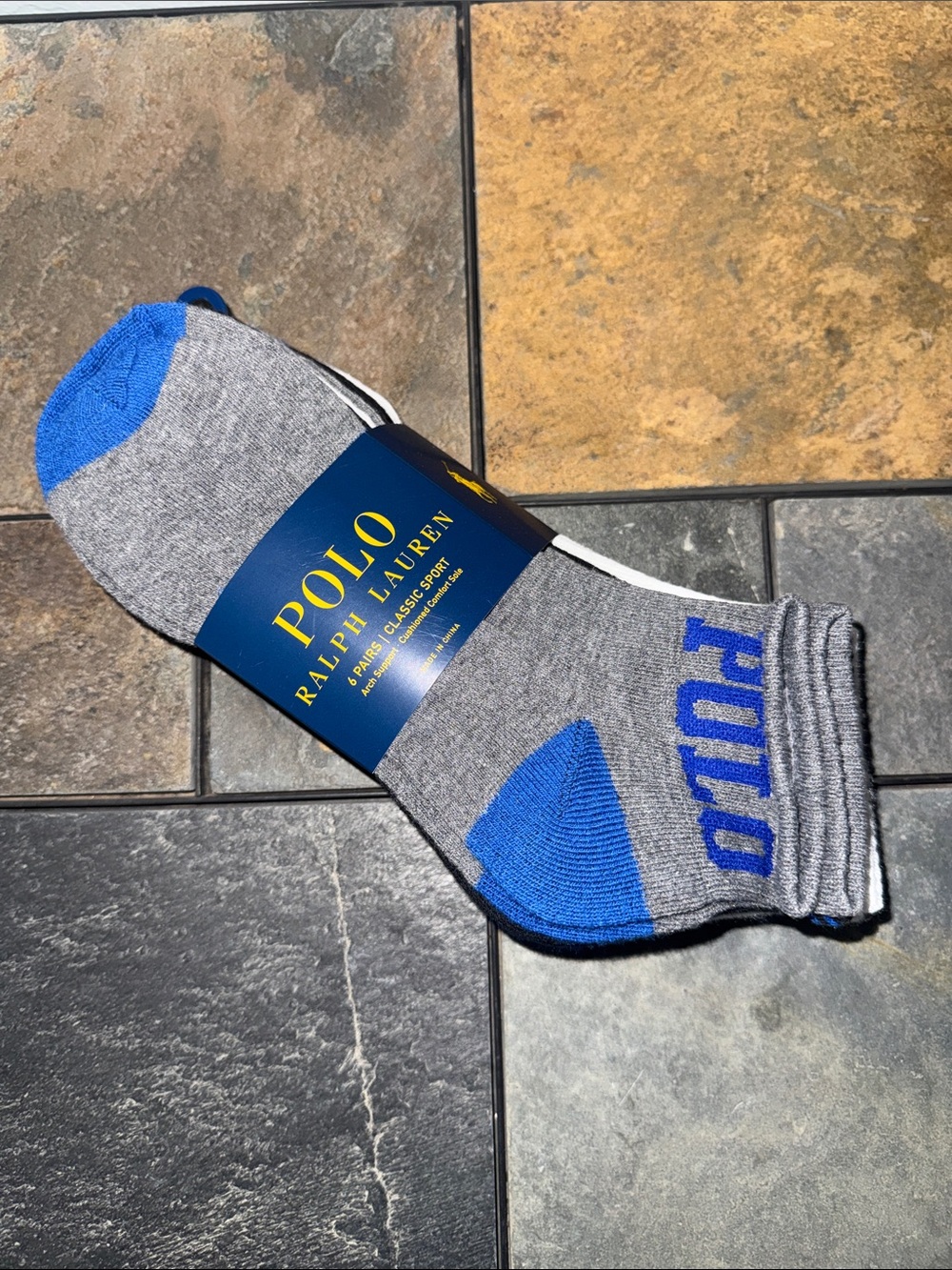 Polo by Ralph Lauren Gray & Blue Low-Cut Athletic Socks - Pack